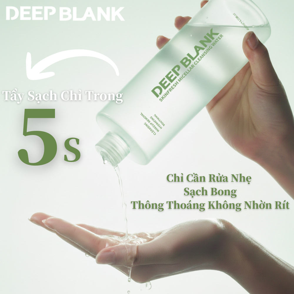 DEEP BLANK Nước Tẩy Trang Micellar 3-in-1 - Làm Sạch Sâu, Không Rát Mắt - Kiềm Dầu, Dưỡng Ẩm Cho Da Nhạy Cảm - 400ml