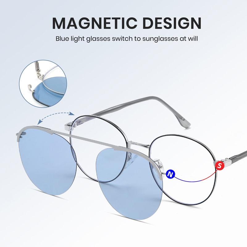 Cyxus Kính Mát 2 Trong 1 Từ Tính Kiểu Aviator Phân Cực Chống Ánh Sáng Xanh UV400 Cho Nam Nữ Câu Cá Lái Xe P1209