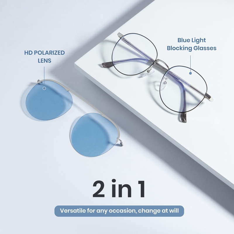Cyxus Kính Mát 2 Trong 1 Từ Tính Kiểu Aviator Phân Cực Chống Ánh Sáng Xanh UV400 Cho Nam Nữ Câu Cá Lái Xe P1209