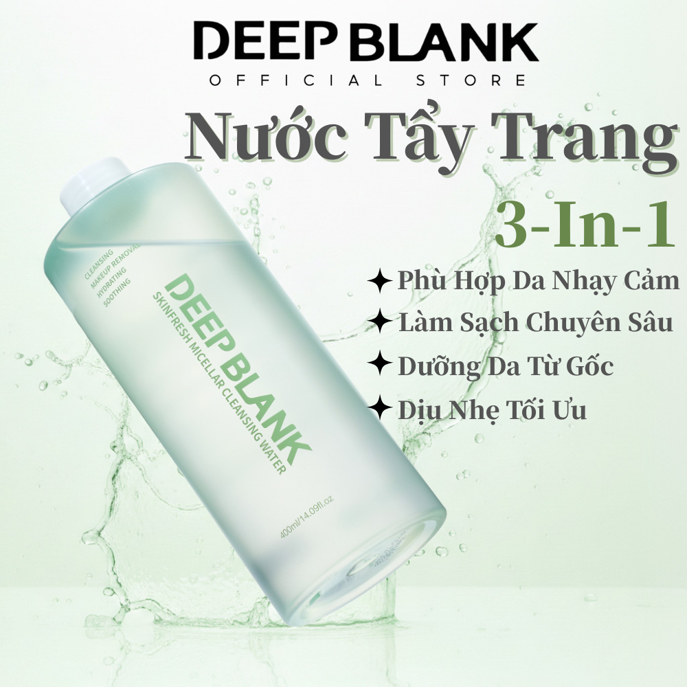 DEEP BLANK Nước Tẩy Trang Micellar 3-in-1 - Làm Sạch Sâu, Không Rát Mắt - Kiềm Dầu, Dưỡng Ẩm Cho Da Nhạy Cảm - 400ml