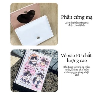 PURECOTTON0 Thẻ Tín Dụng Holoder, INS Phong Cách Dễ Thương Mèo Con Tiền Xu Ví Da PU Đơn Giản 3 Gấp Ví Đựng Thẻ Cho Bé Gái Học Sinh Quà Tặng