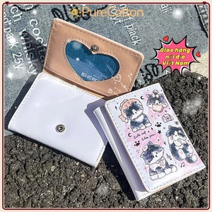PURECOTTON0 Thẻ Tín Dụng Holoder, INS Phong Cách Dễ Thương Mèo Con Tiền Xu Ví Da PU Đơn Giản 3 Gấp Ví Đựng Thẻ Cho Bé Gái Học Sinh Quà Tặng
