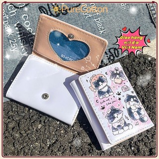 PURECOTTON0 Thẻ Tín Dụng Holoder, INS Phong Cách Dễ Thương Mèo Con Tiền Xu Ví Da PU Đơn Giản 3 Gấp Ví Đựng Thẻ Cho Bé Gái Học Sinh Quà Tặng