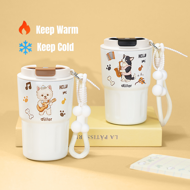 Diller (11.5oz / 340ml) Gốm lót Cốc cà phê bằng thép không gỉ có nắp Bình chân không Cốc du lịch D240596
