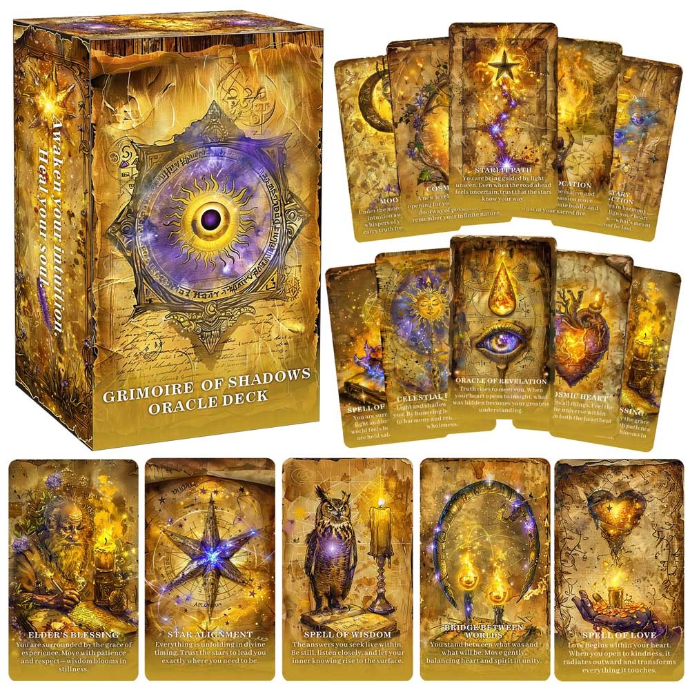 13x8 cm, Bộ bài Grimoire OF Shadows Oracle, 55 lá bài Tarot để trực ...