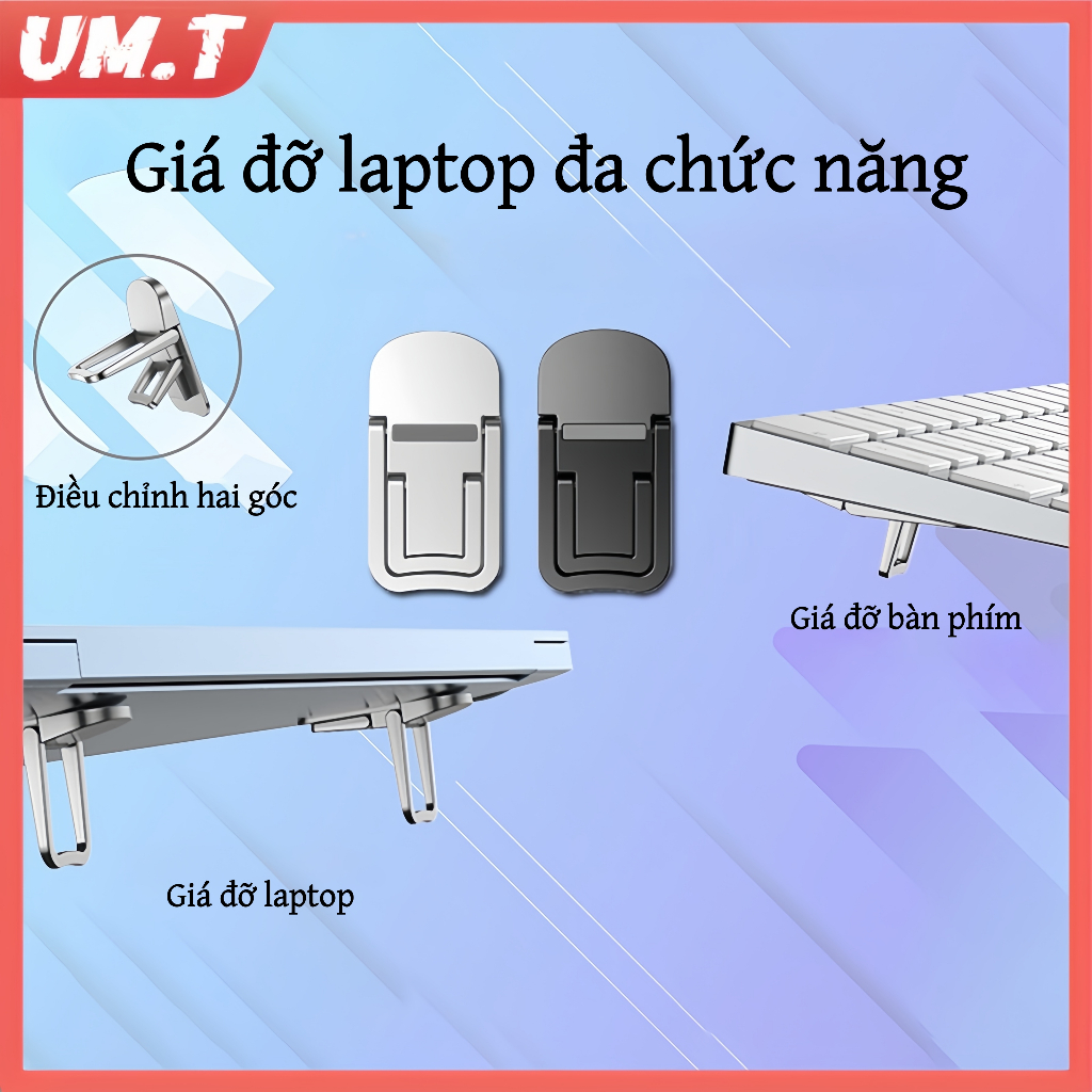 E-WOITD 2 Cái Giá đỡ máy tính xách tay Giá đỡ kim loại di động Có thể gập lại Nvisible Laptop Riser cho máy tính xách tay Giá đỡ làm mát HNVN