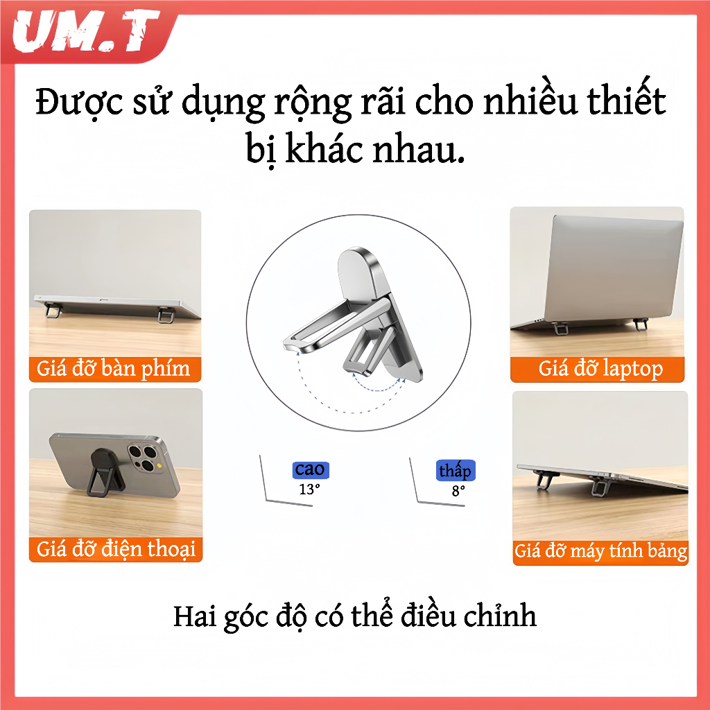 E-WOITD 2 Cái Giá đỡ máy tính xách tay Giá đỡ kim loại di động Có thể gập lại Nvisible Laptop Riser cho máy tính xách tay Giá đỡ làm mát HNVN