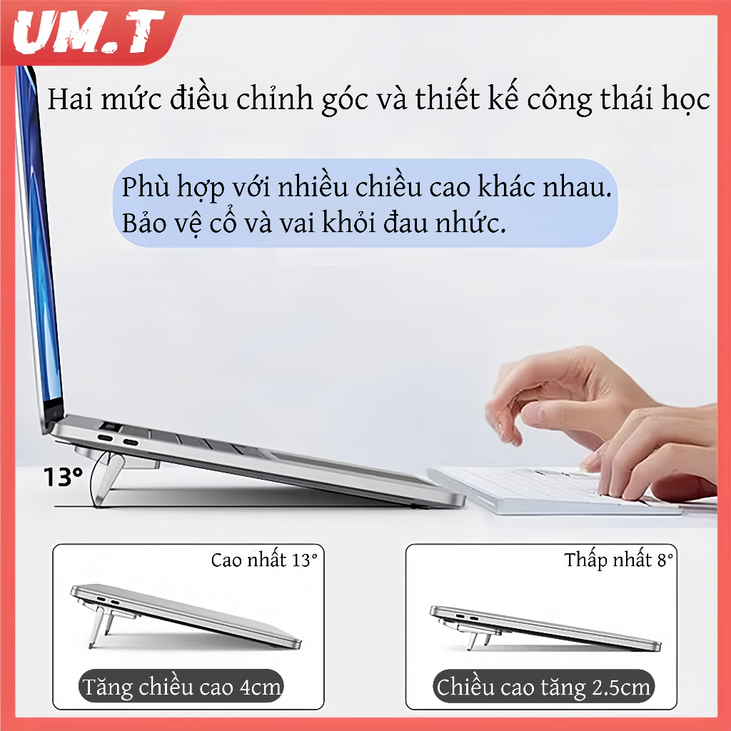 E-WOITD 2 Cái Giá đỡ máy tính xách tay Giá đỡ kim loại di động Có thể gập lại Nvisible Laptop Riser cho máy tính xách tay Giá đỡ làm mát HNVN