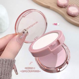 Phấn Highlighter 2 Tầng KAKASHOW - Phấn phủ mờ tự nhiên tông màu hồng và trắng để làm sáng da mặt C665
