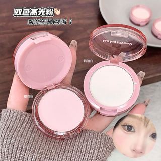 Phấn Highlighter 2 Tầng KAKASHOW - Phấn phủ mờ tự nhiên tông màu hồng và trắng để làm sáng da mặt C665