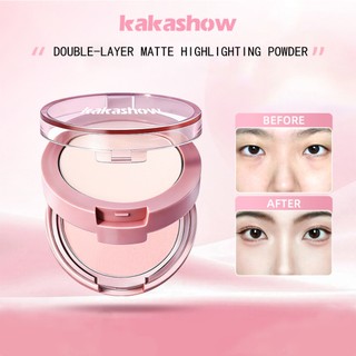 Phấn Highlighter 2 Tầng KAKASHOW - Phấn phủ mờ tự nhiên tông màu hồng và trắng để làm sáng da mặt C665