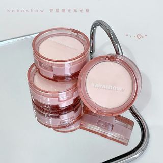 Phấn Highlighter 2 Tầng KAKASHOW - Phấn phủ mờ tự nhiên tông màu hồng và trắng để làm sáng da mặt C665