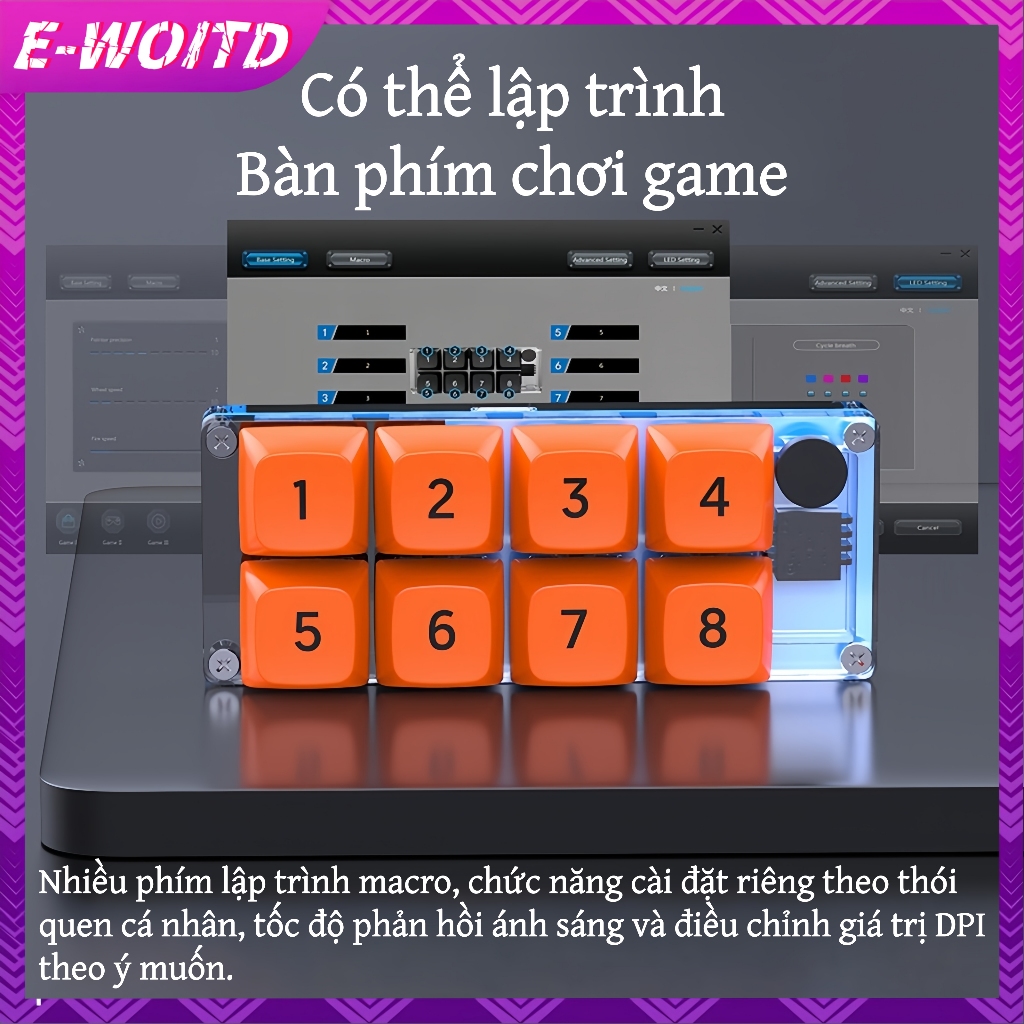 E-WOITD 8 Phím Ngắn Macro Có Thể Lập Trình Hoàn Toàn Nóng Hoán Đổi Cơ Chơi Game Một Mảnh Phụ Kiện Máy Tính HNVN