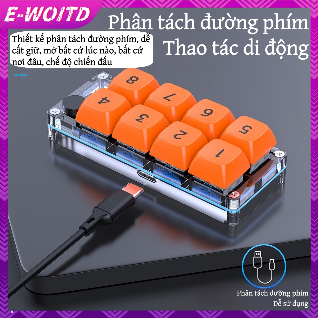 E-WOITD 8 Phím Ngắn Macro Có Thể Lập Trình Hoàn Toàn Nóng Hoán Đổi Cơ Chơi Game Một Mảnh Phụ Kiện Máy Tính HNVN