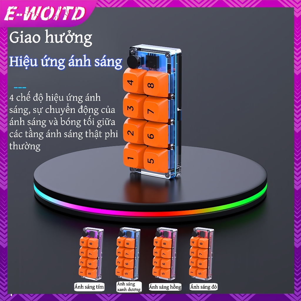 E-WOITD 8 Phím Ngắn Macro Có Thể Lập Trình Hoàn Toàn Nóng Hoán Đổi Cơ Chơi Game Một Mảnh Phụ Kiện Máy Tính HNVN