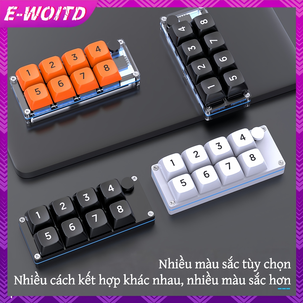 E-WOITD 8 Phím Ngắn Macro Có Thể Lập Trình Hoàn Toàn Nóng Hoán Đổi Cơ Chơi Game Một Mảnh Phụ Kiện Máy Tính HNVN