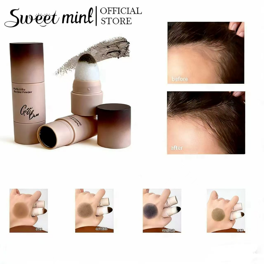 （Mẫu mới nhất）Bột làm tóc GEGE Bear - Chất làm đầy tóc chống thấm nước & chống mồ hôi cho viền mỏng, Que che khuyết điểm đường viền tóc tự
