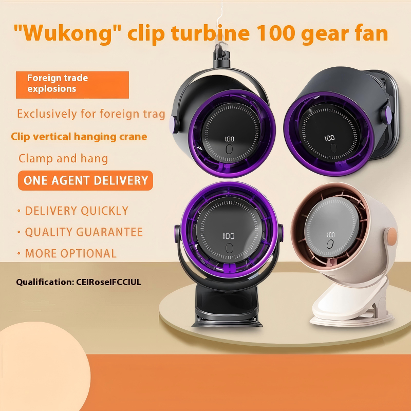 Quạt Kẹp Bàn Mini Tích Điện Màn Hình LCD Cảm Ứng 100 Cấp Độ Siêu Mát Không Ồn Xoay 720 Độ Pin Trâu