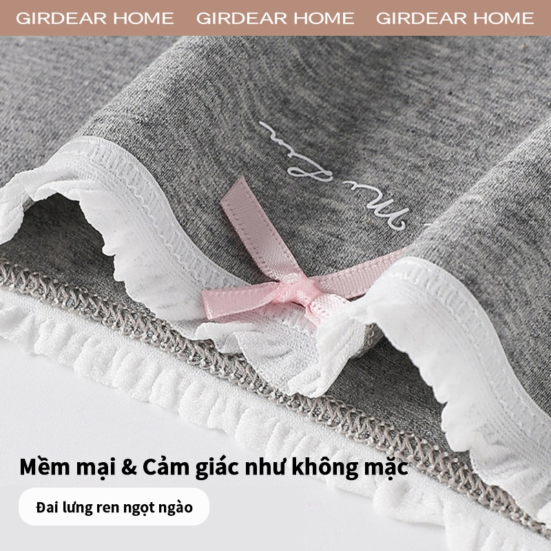 Girdear Home Thắt Lưng Nhà Bé Gái Giữa Eo Quần Lót Cotton Có Thắt Nơ Kháng Khuẩn Siêu Mềm Quần Lót Nữ Chắc Chắn Thoải Mái Thoáng Khí Quần Đùi,GH46