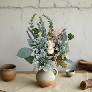 Bó Hoa Lụa Thược Dược Giả Mix Nụ Hồng Decor Trang Trí Nhà Cửa Vintage Cành Lá Bạch Đàn Oải Hương Xanh Ngọc Pastel Phụ Kiện Chụp Ảnh Studio Tiệc Cưới Phòng Khách Sang Trọng Cao Cấp Đẹp Mềm Mại 40cm Phong Cách Bắc Âu Cắm Bình