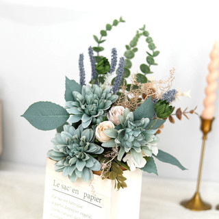 Bó Hoa Lụa Thược Dược Giả Mix Nụ Hồng Decor Trang Trí Nhà Cửa Vintage Cành Lá Bạch Đàn Oải Hương Xanh Ngọc Pastel Phụ Kiện Chụp Ảnh Studio Tiệc Cưới Phòng Khách Sang Trọng Cao Cấp Đẹp Mềm Mại 40cm Phong Cách Bắc Âu Cắm Bình