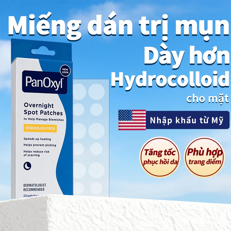 Miếng dán điểm qua đêm PanOxyl Pm với công nghệ chữa bệnh thủy keo tiên tiến, 20 Count (Nhập khẩu Mỹ)