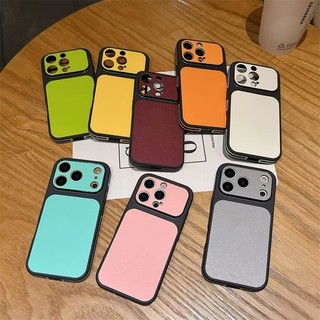 Ốp điện thoại cửa sổ lớn bằng da trơn màu xanh lá cây sang trọng phù hợp cho iPhone 13 14 15 16 17 Pro Max full foreskin chống rơi