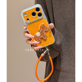Giống như 17Pro Ống Kính Đan Ngựa Mạ Họa Tiết Lụa Da Wrsit Dây Đeo Ốp Điện Thoại Cho iPhone 17Promax 14 15 16 Pro Max 13 Vỏ Di Động Nữ Chống Sốc