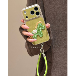 Giống như 17Pro Ống Kính Đan Ngựa Mạ Họa Tiết Lụa Da Wrsit Dây Đeo Ốp Điện Thoại Cho iPhone 17Promax 14 15 16 Pro Max 13 Vỏ Di Động Nữ Chống Sốc