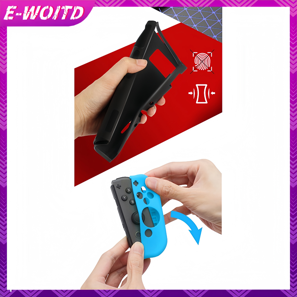 Ốp bảo vệ E-WOITD Tương thích với bảng điều khiển OLED Nintendo Switch và Joy-Cons, Switch có thể được chèn vào Dock có vỏ HNVN