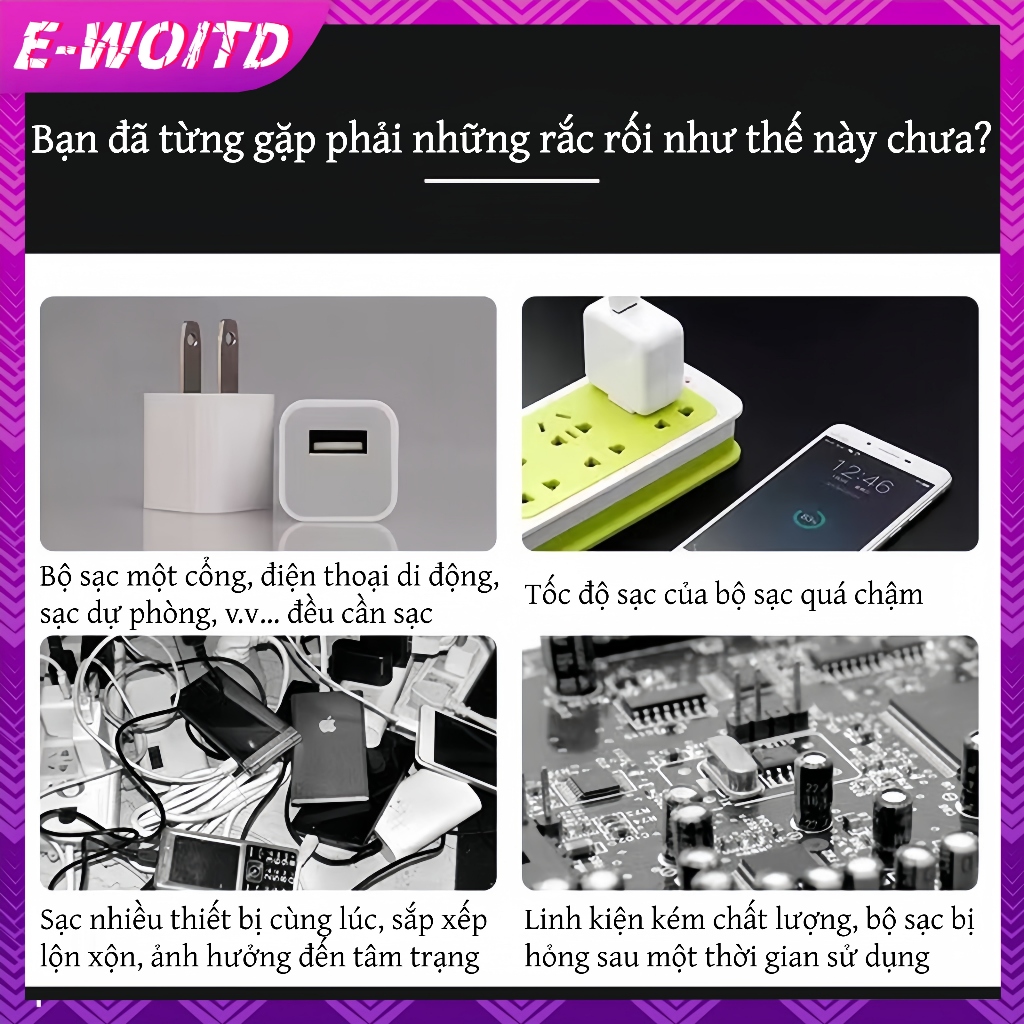 E-WOITD Cổng USB 10 trong 1 Sạc Đa Năng Điện Thoại Di Động 5V Đa Năng Tương Thích Rộng Rãi Cho Hoa Kỳ EU HNVN