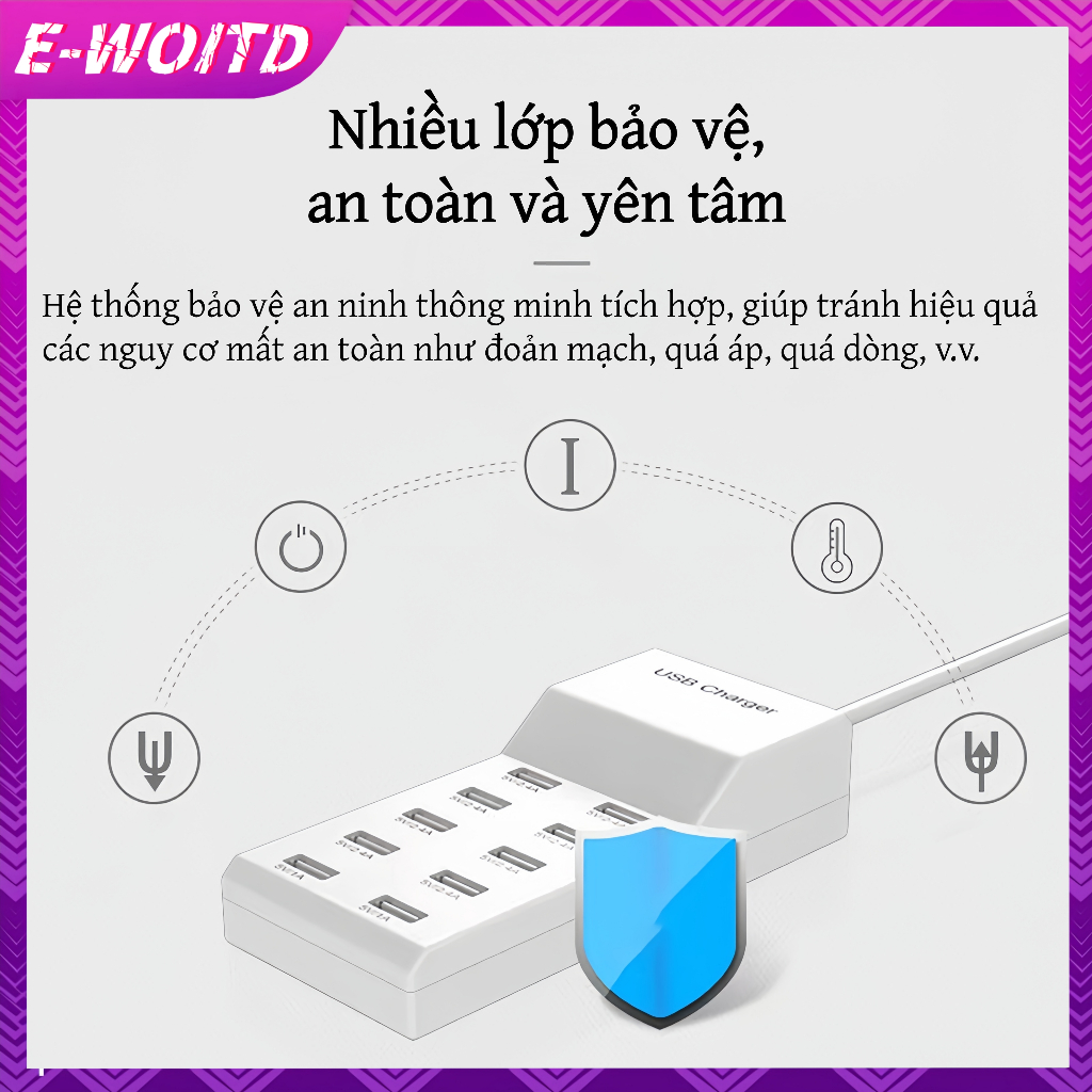 E-WOITD Cổng USB 10 trong 1 Sạc Đa Năng Điện Thoại Di Động 5V Đa Năng Tương Thích Rộng Rãi Cho Hoa Kỳ EU HNVN