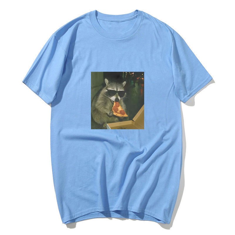 Gấu Trúc Ăn Pizza Áo Thun Ngộ nghĩnh Graphic Tee Silly Áo Nam Nữ Cổ Tròn Tay Ngắn Áo Thun Vintage Rời Nam Quần Áo
