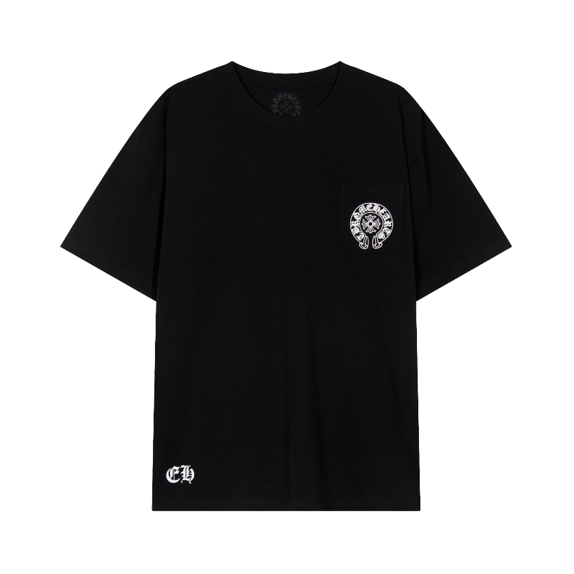 Áo thun Cotton nguyên chất tay ngắn cho nam nữ, thiết kế in họa tiết với túi đựng đồng hồ