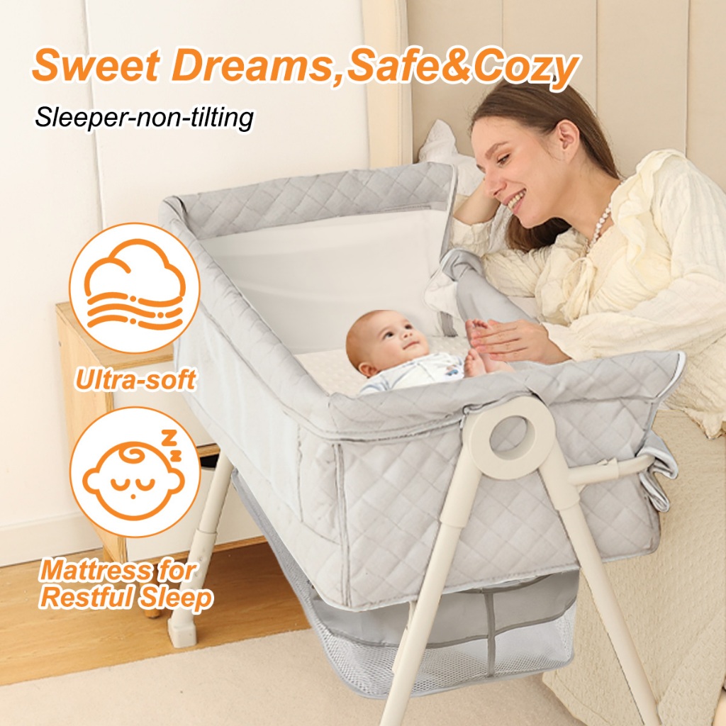 Nôi ngủ cho bé sơ sinh 0-18M, Giường ngủ có thể gập lại có lưới chống muỗi, Cot du lịch di động cho bé