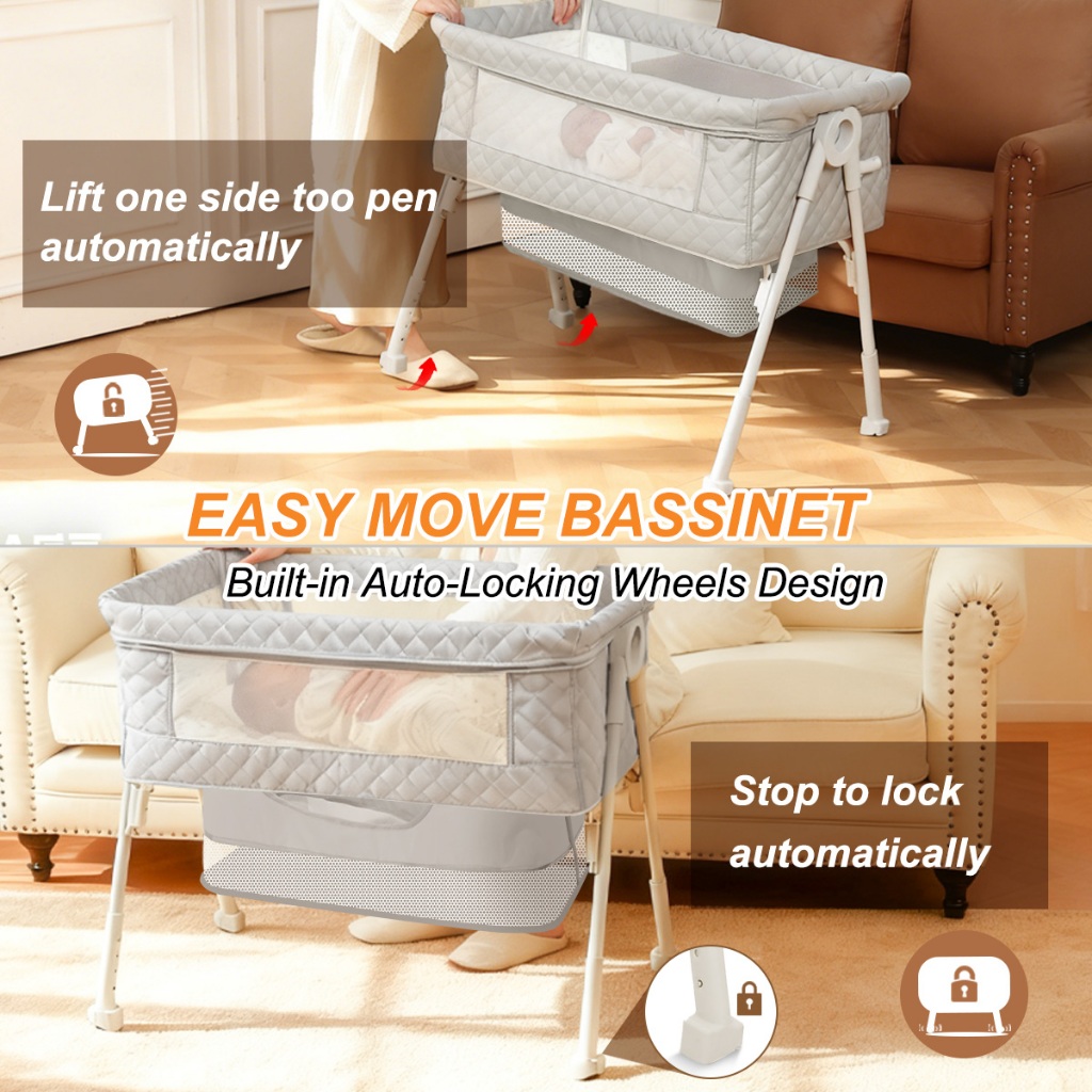 Nôi ngủ cho bé sơ sinh 0-18M, Giường ngủ có thể gập lại có lưới chống muỗi, Cot du lịch di động cho bé
