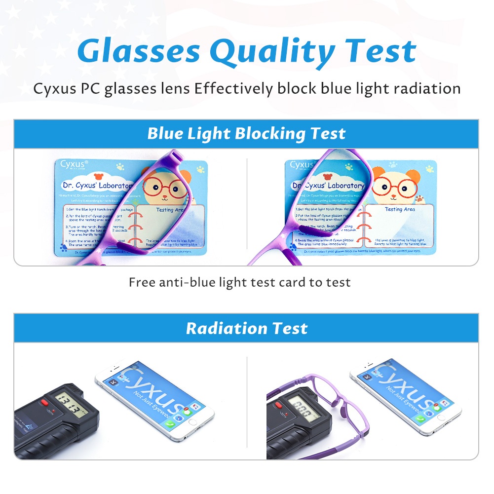 Cyxus Kính Chống Ánh Sáng Xanh Cho Trẻ Em Gọng Vuông Lọc Tia UV Giảm Mỏi Mắt Học Tập Phù Hợp Bé 3-12 Tuổi 6801