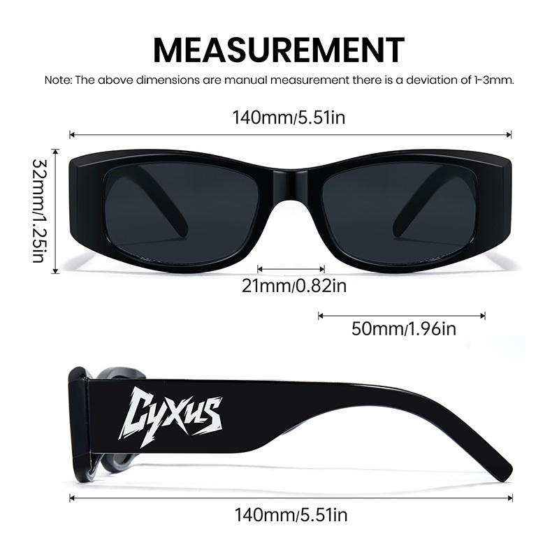 Cyxus Kính râm thời trang /Kính râm phân cực/ Gọng vuông sành điệu với logo "cyxus" / Dành cho cả nam và nữ / Thích hợp cho du lịch ngoài trời 1550