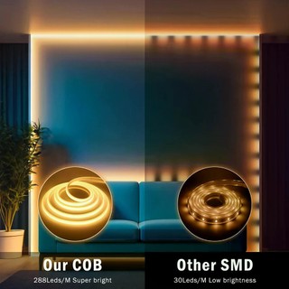 Đèn LED dải siêu sáng 220V Cob 288 LEDS / m CRI RA90 Đèn băng LED Neon linh hoạt Sân vườn ngoài trời Chiếu sáng nhà bếp tại nhà