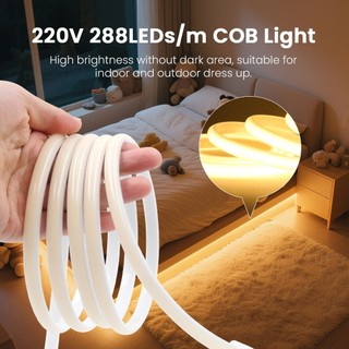 Đèn LED dải siêu sáng 220V Cob 288 LEDS / m CRI RA90 Đèn băng LED Neon linh hoạt Sân vườn ngoài trời Chiếu sáng nhà bếp tại nhà