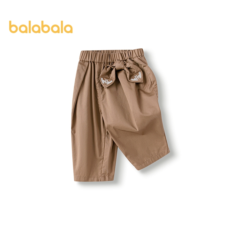Balabala Quần bé gái thường ngày mùa hè 2026, dáng rộng, mỏng thoáng khí, đáy slacks, cho tập đi trẻ em, mềm mại