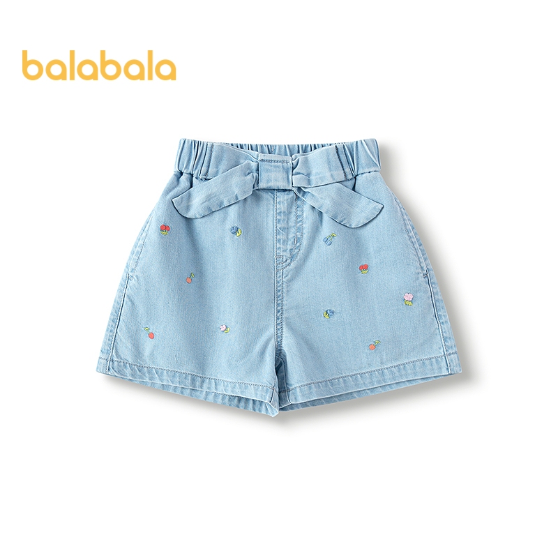Balabala Quần Short Trẻ Em Bé Gái Quần Denim Mùa Hè 2026 Mới Thoáng Khí Mỏng Quần Thời Trang Đáy Jean Mềm Denim Áo Mùa Hè Gear