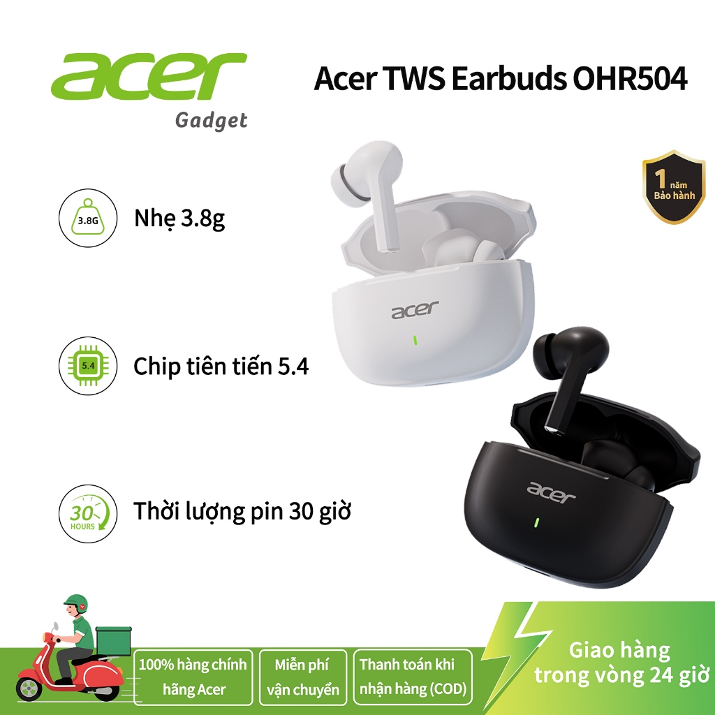 ACER Tai nghe Bluetooth AcerTWS có micrô Chính hãng BT5.4 Khử tiếng ồn 30H Pin lớn hơn Tai nghe không dây Type-c | BigBuy360 - bigbuy360.vn