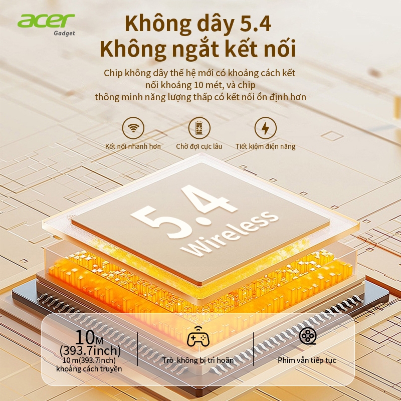 ACER Tai nghe Bluetooth AcerTWS có micrô Chính hãng BT5.4 Khử tiếng ồn 30H Pin lớn hơn Tai nghe không dây Type-c | BigBuy360 - bigbuy360.vn