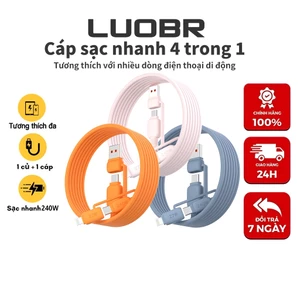 LUOBR Cáp sạc nhanh 4 trong 1 240W, Cáp sạc điện thoại 4 cổng Type-C / USB sang Type-C 1M Tương thích với Android và iP