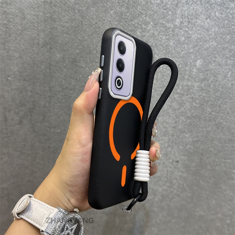 Ốp Lưng Cho infinix Hot 60i Hot 60 Hot 60 Pro Vỏ Điện Thoại Da Cao Cấp Chống Rơi Thẩm Mỹ Thiết Kế Mới Vòng Hút Từ Màu Cam Miễn Phí Dây Tinh Tế