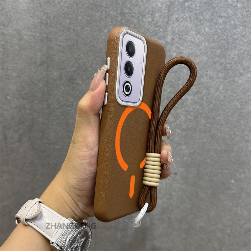 Ốp Lưng Cho infinix Hot 60i Hot 60 Hot 60 Pro Vỏ Điện Thoại Da Cao Cấp Chống Rơi Thẩm Mỹ Thiết Kế Mới Vòng Hút Từ Màu Cam Miễn Phí Dây Tinh Tế