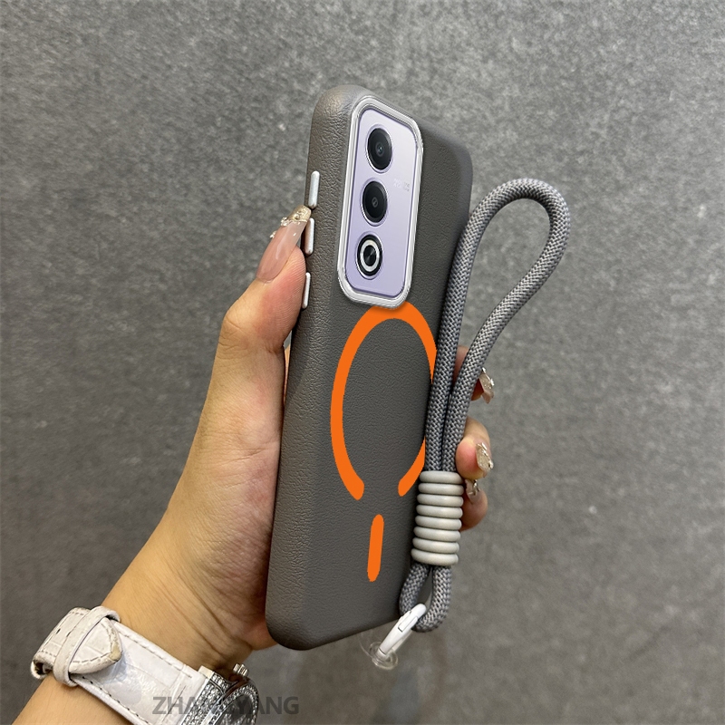 Ốp Lưng Cho infinix Hot 60i Hot 60 Hot 60 Pro Vỏ Điện Thoại Da Cao Cấp Chống Rơi Thẩm Mỹ Thiết Kế Mới Vòng Hút Từ Màu Cam Miễn Phí Dây Tinh Tế