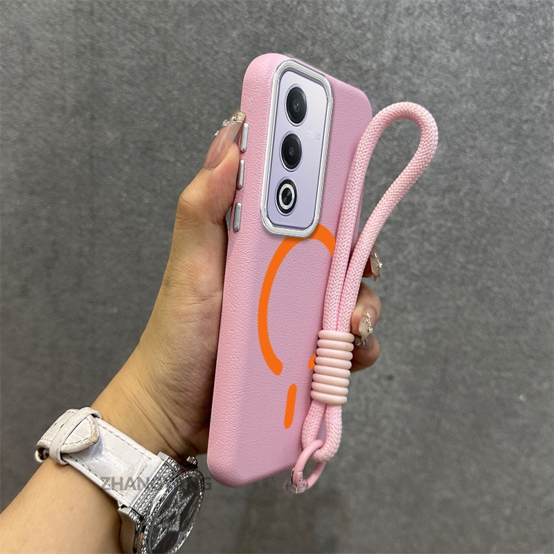 Ốp Lưng Cho infinix Hot 60i Hot 60 Hot 60 Pro Vỏ Điện Thoại Da Cao Cấp Chống Rơi Thẩm Mỹ Thiết Kế Mới Vòng Hút Từ Màu Cam Miễn Phí Dây Tinh Tế
