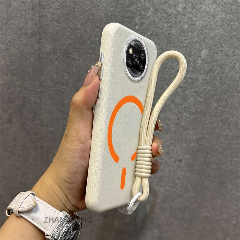 Ốp Lưng Cho POCO X3 X3 Pro X3 NFC Vỏ Điện Thoại Da Cao Cấp Chống Rơi Thẩm Mỹ Thiết Kế Mới Của Vòng Hút Từ Màu Cam Miễn Phí Tinh Tế Dây